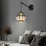 Applique murale lampe de couloir lampe de salon, m�tal cristaux de verre noir laiton clair, classique, ...
