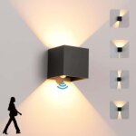 Applique murale led 6w int�rieur ext�rieur d�tecteur de mouvement blanc chaud 3000k ip65 �tanche angle ...