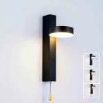 Applique murale led 9w tricolore slectionnable avec interrupteur  tirette rotatif  360 luminaire ...