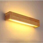 Applique murale led en bois lumi�re chaude nordique ray� bois applique salle de bain miroir avant applique ...