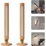 Applique murale led en bois rotative a 360 degres magnetique applique murale rechargeable a gradation ...