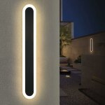 Applique murale led exterieur - eclairage mural ip65 etanche 50cm noir lampe d'exterieur ovale 3000k ...