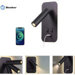 Applique murale led, liseuse de chevet avec interrupteur, port de charge usb, �clairage d'ambiance de ...