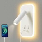 Applique murale led, liseuse de chevet avec interrupteur, port de chargement usb, �clairage r�glable