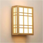 Applique murale led moderne avec abat - jour en parchemin, style japonais, en bois massif, luminaire ...