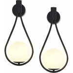 Gotrays - applique murale  led moderne intrieur industriel, verre boule ronde, mtal, e27 noir, 2 pc ...