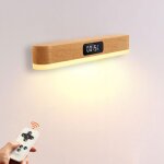 Applique murale led rechargeable en bois, sans fil, tactile, intensit� variable, t�l�commande avec horloge, ...