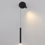 Applique murale led, tube long noir, avec spot rotatif, applique murale en m�tal, lampe de chevet, lumi�re ...