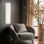 Applique murale led en verre satin�, lampe de couloir, de salon, chrom�e, 9w 700lm blanc chaud, lxh 43x11 ...
