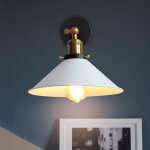 Applique murale m�tal style parapluie 220mm blanc e27, lampe r�tro plafonnier industrielle eclairage ...