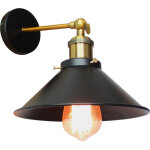 Applique murale m�tal style parapluie 220mm noir e27, lampe r�tro plafonnier industrielle eclairage suspension ...