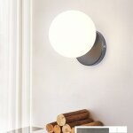 Applique murale moderne plafonniers luminaires verre lampe murale interieur e27 blanc laiteux + noir