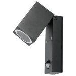 Applique murale orientable carr� noir design ext�rieur + d�tecteur de mouvements pour ampoule gu10