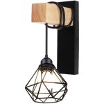 Applique murale rtro en bois lampe murale cage en mtal applique murale crative moderne pour chevet ...