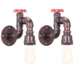 Applique murale rétro industriel lampe murale métal luminaire murale conduites d'eau rouille rouge e27 ... Applique murale rétro industriel lampe murale métal luminaire murale conduites d'eau rouille rouge e27 ...