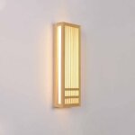 Applique murale r�tro japonaise, applique murale en bois rectangulaire cr�ative avec abat - jour en acrylique, ...