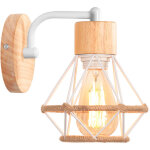 Applique murale r�tro lampe murale vintage en fer et bois r�tro cage design blanc lampe murale interieur ...