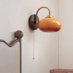 Applique murale ronde ovale en bois de fr�ne et verre, style milieu du si�cle, style moderne, couleur ...