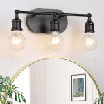 Applique murale de salle de bain, lampe de coiffeuse noire � trois lampes (ampoules non incluses), applique ...