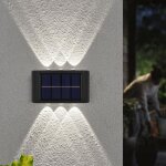 Applique murale solaire � led, 6 led au dessus et en dessous, pour �clairage de jardin, 2 pi�ces