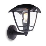 Applique murale solaire r�tro led ip44, 400 lumens, d�tecteur de mouvement, avec ampoule, noir - so2011ar ...