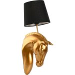 Applique murale t�te de cheval dor�e style colonial chic - dor� et noir �l�gant
