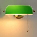 Applique murale vert en verre avec interrupteur � cha�ne � tirer, lampe de chevet enfant, lampe murale ...