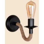 Applique murale vintage, corde de chanvre e27 r�tro applique murale interieur pour couloir loft chambre(sans ...