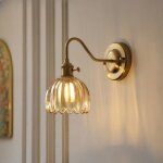 Applique murale vintage en laiton, applique murale � tube incurv� en forme de petite fleur ambr�e, adapt�e ...