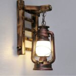 Applique murale vintage lampe industrielle fer metal bambou lampe ext�rieur mur de feu �clairage