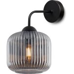 Applique riffle noire 1 plaque graphite abat - jour cylindre e27