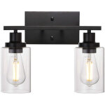 Applique de salle de bain noir vanit� lumi�re verre abat - jour applique murale style vintage int�rieur ...