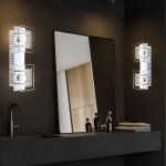 Applique applique applique spot spot spot lampe de couloir, 2 flammes, plaque de verre blanc rayé chrome, ... Applique applique applique spot spot spot lampe de couloir, 2 flammes, plaque de verre blanc rayé chrome, ...