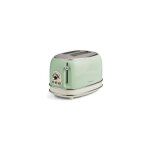 Grille - pain 2 fentes 810w acier vert vintage retro thermostat 6 positions - ariete