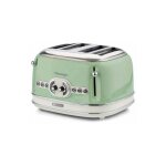 Ariete grille - pain 4 fentes 1600w ramasse - miettes amovible vert rtro