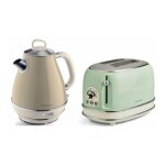 Pack ariete 1 bouilloire electrique 1l sans fil vintage beige + 1 grille - pain 2 fentes thermostat 6 ...