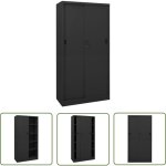 Armoire de bureau et porte coulissante anthracite 90x40x180 cm - armoire de bureau - meuble de rangement ...