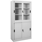 Armoire  bureau porte coulissante gris clair 90x40x180cm acier - armoire de bureau - meuble de rangement ...