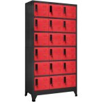 Armoire � casiers anthracite et rouge 90x40x180 acier koface