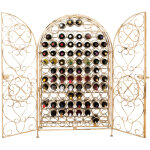 Armoire de cave  vin en fer forg massif avec finition blanc antique