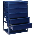 Armoire comptoir logs 190 h795xl540xp390mm 5 tiroirs tablettes bleu ral 5022