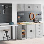 Armoires de garage 2 pcs gris b�ton bois d'ing�nierie