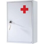 Armoire m�dicale murale verrouillable en acier, coffret m�dical � 2 niveaux avec cl�