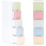 Armoire de rangement avec 5 tiroirs coulissants pieds a roulettes