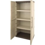 Armoire de rangement haute en r�sine tood - 3 tablettes - taupe / �cru - charge maximale 60 kg