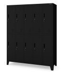 Armoire vestiaire sociale bhp en m�tal � 10 portes bartek 1360 x 1720 x 450 mm, noire