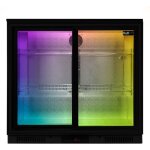 Arrire - bar rfrigr de porte coulissante double en inox noir - rfrigrateur pour bar, clairage ...