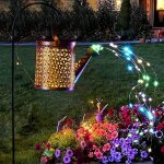 Arrosoir solaire avec lampe guirlande lumineuse cascade pour jardin extrieur, lampe de jardin lanterne ...