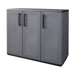 Armoire de rangement garage atelier - armoire basse 3 portes et 1 tagre rglable polypropylne 102x37h84 ...