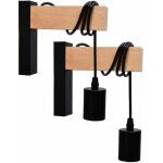 Arum lighting - lot de 2 appliques murales potence norfolk noir et bois e27 intrieur